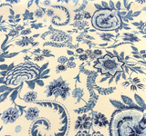 Paloma Aegean Cotton Fabric - Blue Floral Paisley, 54" Width (1 Yard)