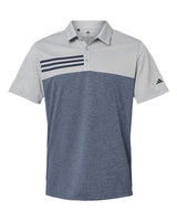 Adidas Men's Heathered Colorblocked 3-Stripes Polo