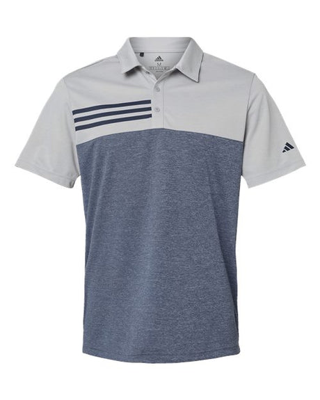 Adidas Men's Heathered Colorblocked 3-Stripes Polo