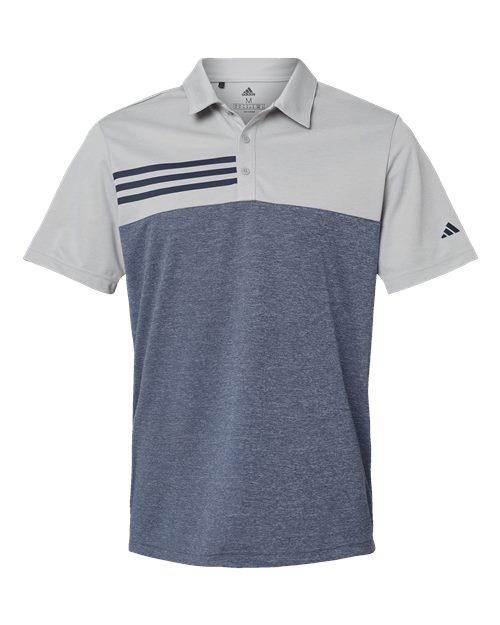 Adidas Men's Heathered Colorblocked 3-Stripes Polo