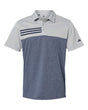 Adidas Men's Heathered Colorblocked 3-Stripes Polo