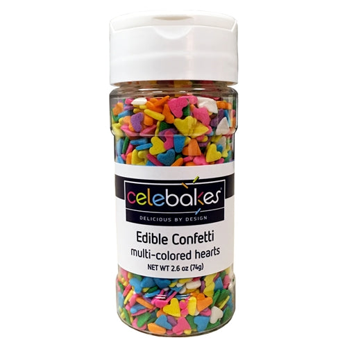 Multi Color Hearts Edible Confetti - 2.6 Ounce