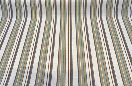 Sunbrella Stripe Carnegie Willow Solution-Dyed Acrylic Fabric - Brown, Gold, Green, Ivory Stripe, 54" Width (1 Yard)