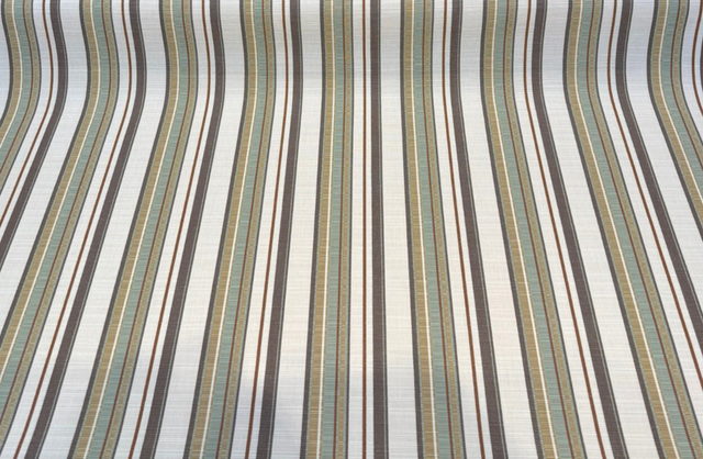 Sunbrella Stripe Carnegie Willow Solution-Dyed Acrylic Fabric - Brown, Gold, Green, Ivory Stripe, 54" Width (1 Yard)