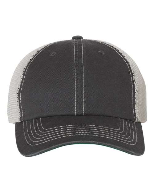 Garment-Washed Trawler Cap with Mesh Back, Low-Profile Snapback