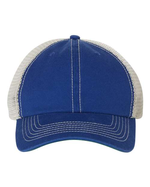 Garment-Washed Trawler Cap with Mesh Back, Low-Profile Snapback