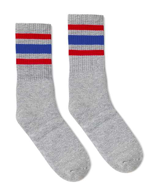 USA-Made Striped Crew Socks