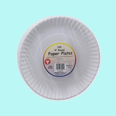 9" White Paper Plates 600 Ct Bulk for Crafts & Art Projects