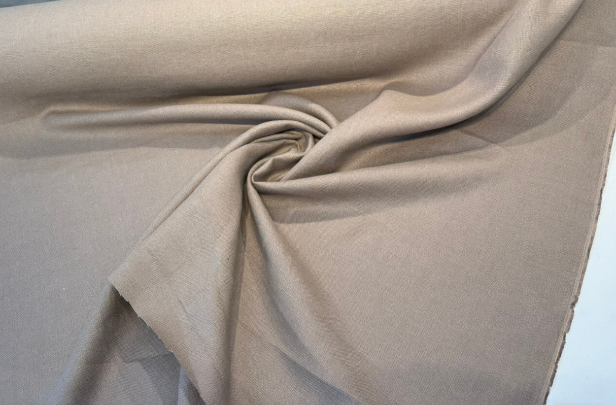 Libeco Belgian Tailored Linen Sanfor Airo Linen Fabric - Mushroom, 54-56" Width (1 Yard)