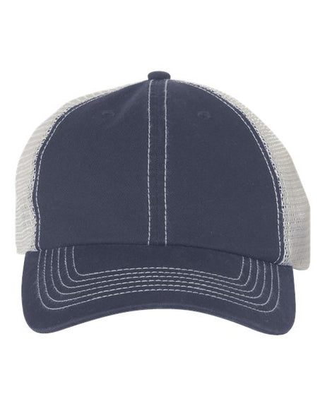 Garment-Washed Trawler Cap with Mesh Back, Low-Profile Snapback