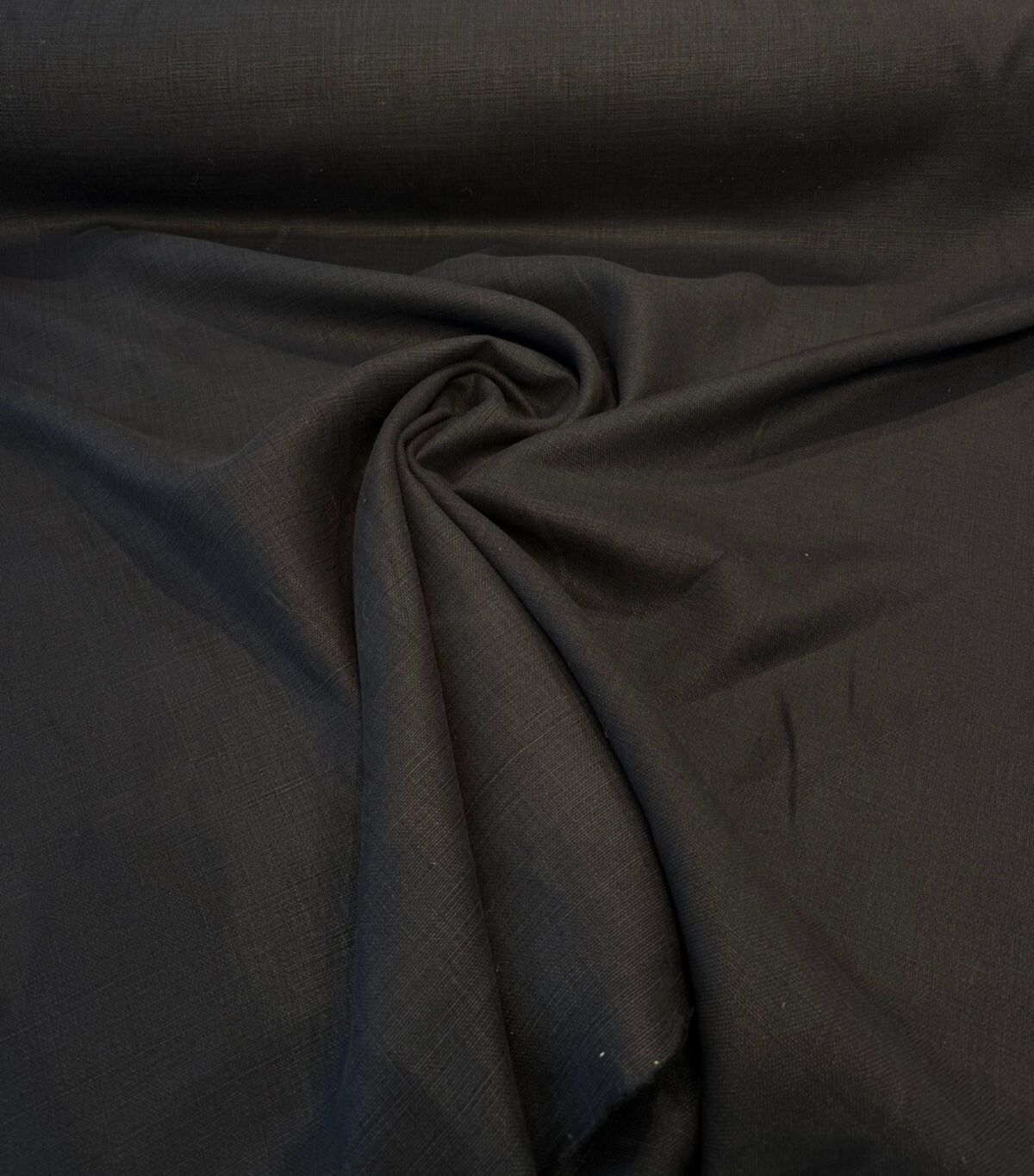 Libeco Belgian Tailored Linen Sanfor Airo Black Linen Fabric - Black, 54-56" Width (1 Yard)