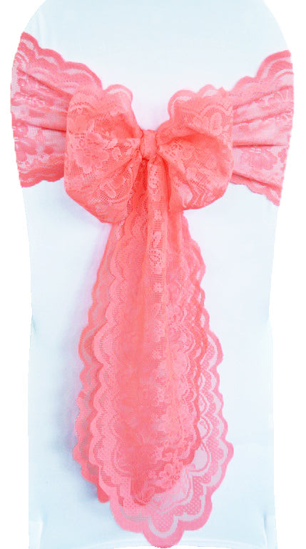 Lace Chair Sash Sample 9x108 Coral