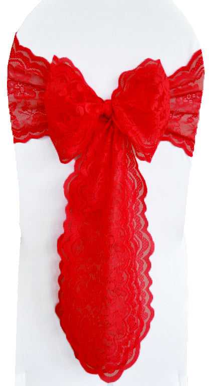 Lace Chair Sash Sample 9x108 Red