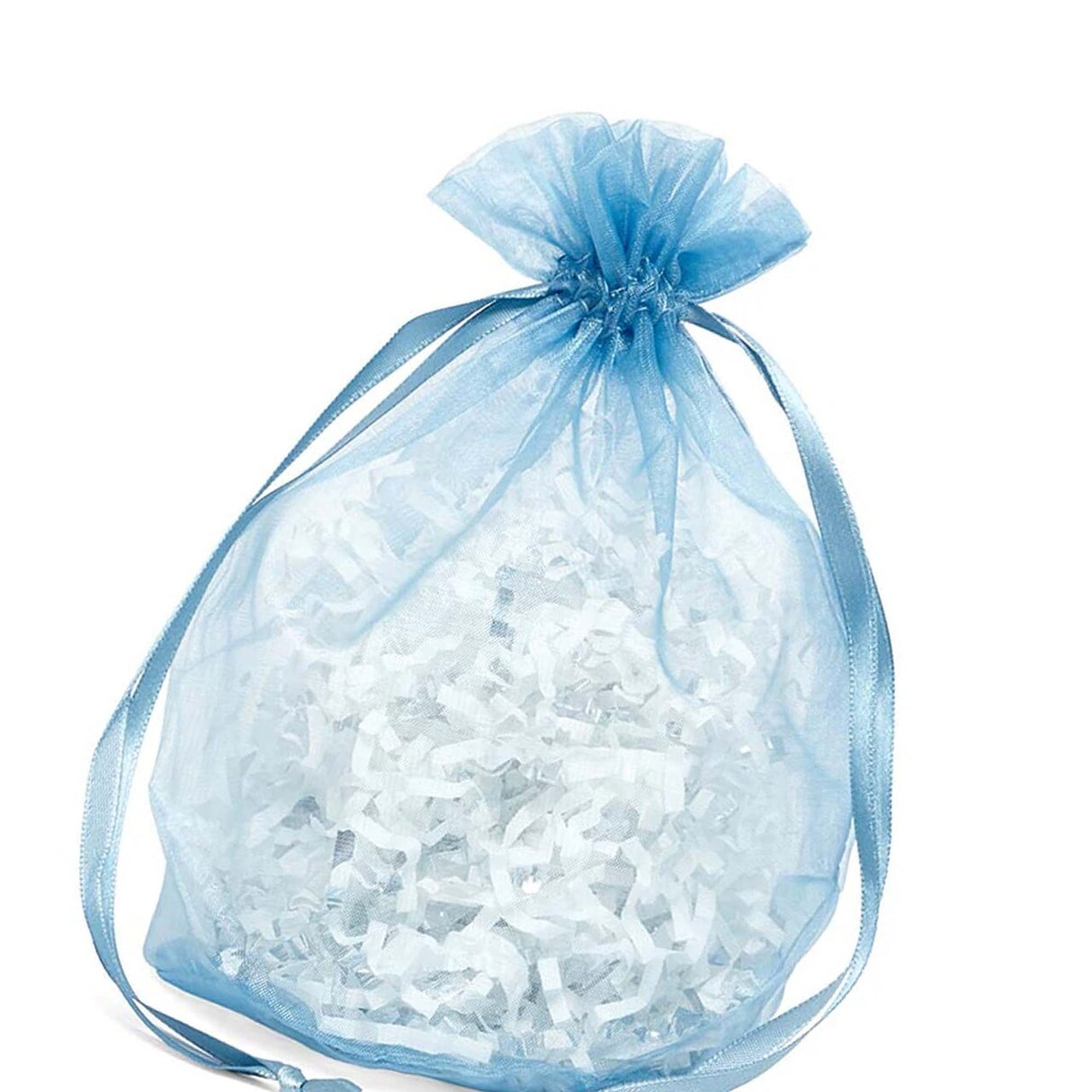 Wide Round Flat Bottom Organza Bags 6 1/2'' x 4'' x 7'' for Event Favors