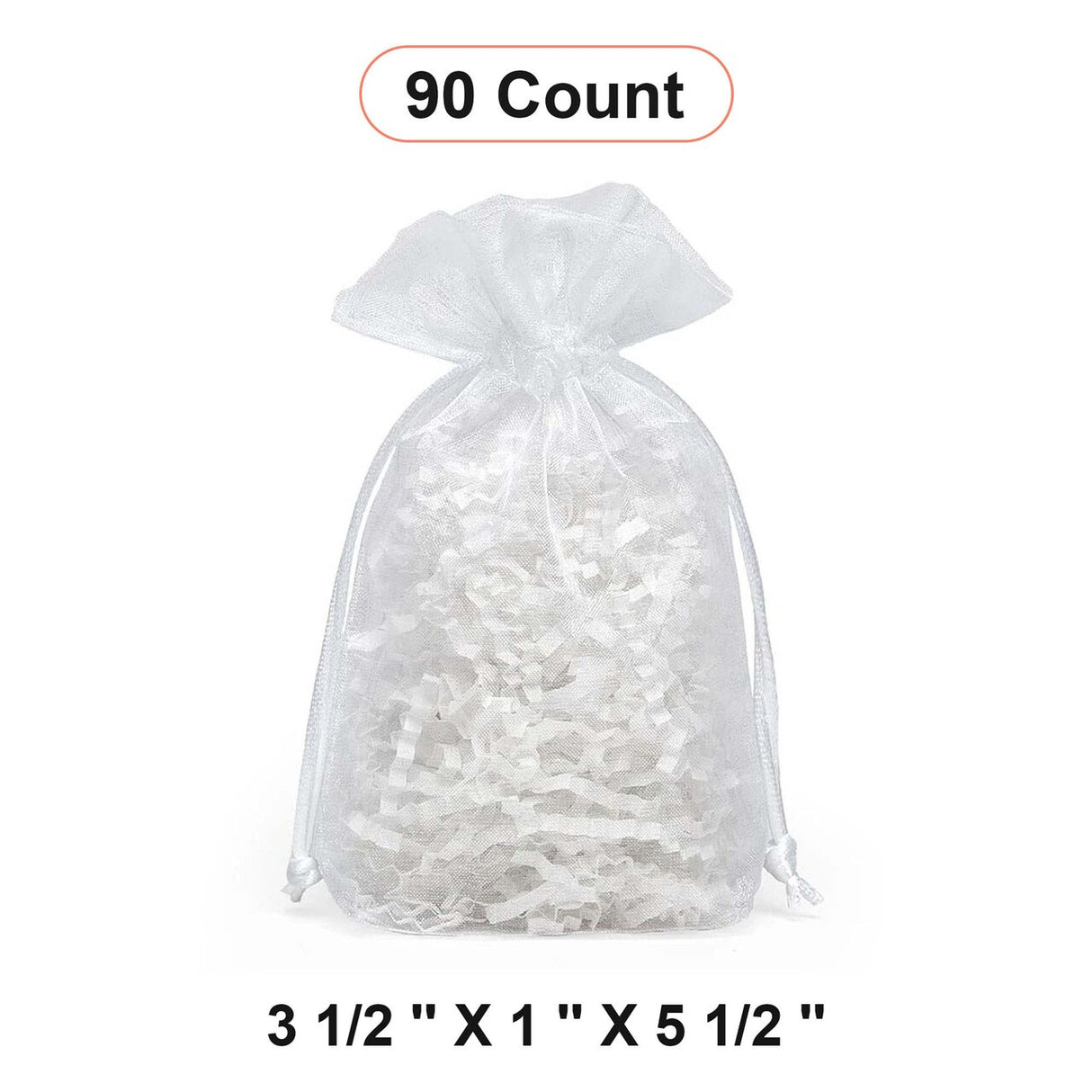 Flat Bottom Organza Bags 3 1/2'' x 1''x 5 1/2'' for Gift Wrapping