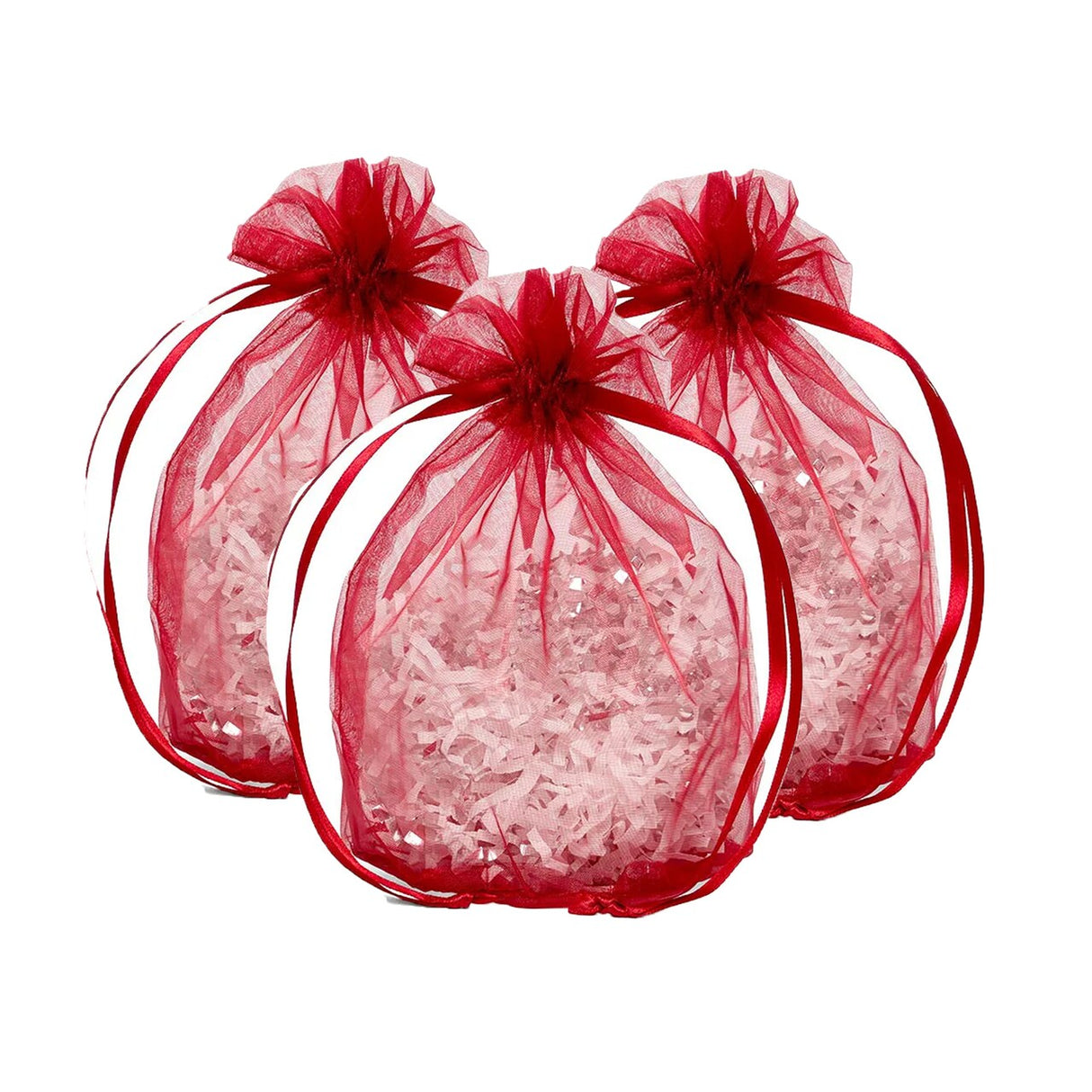 Wide Round Flat Bottom Organza Bags 6 1/2'' x 4'' x 7'' for Events