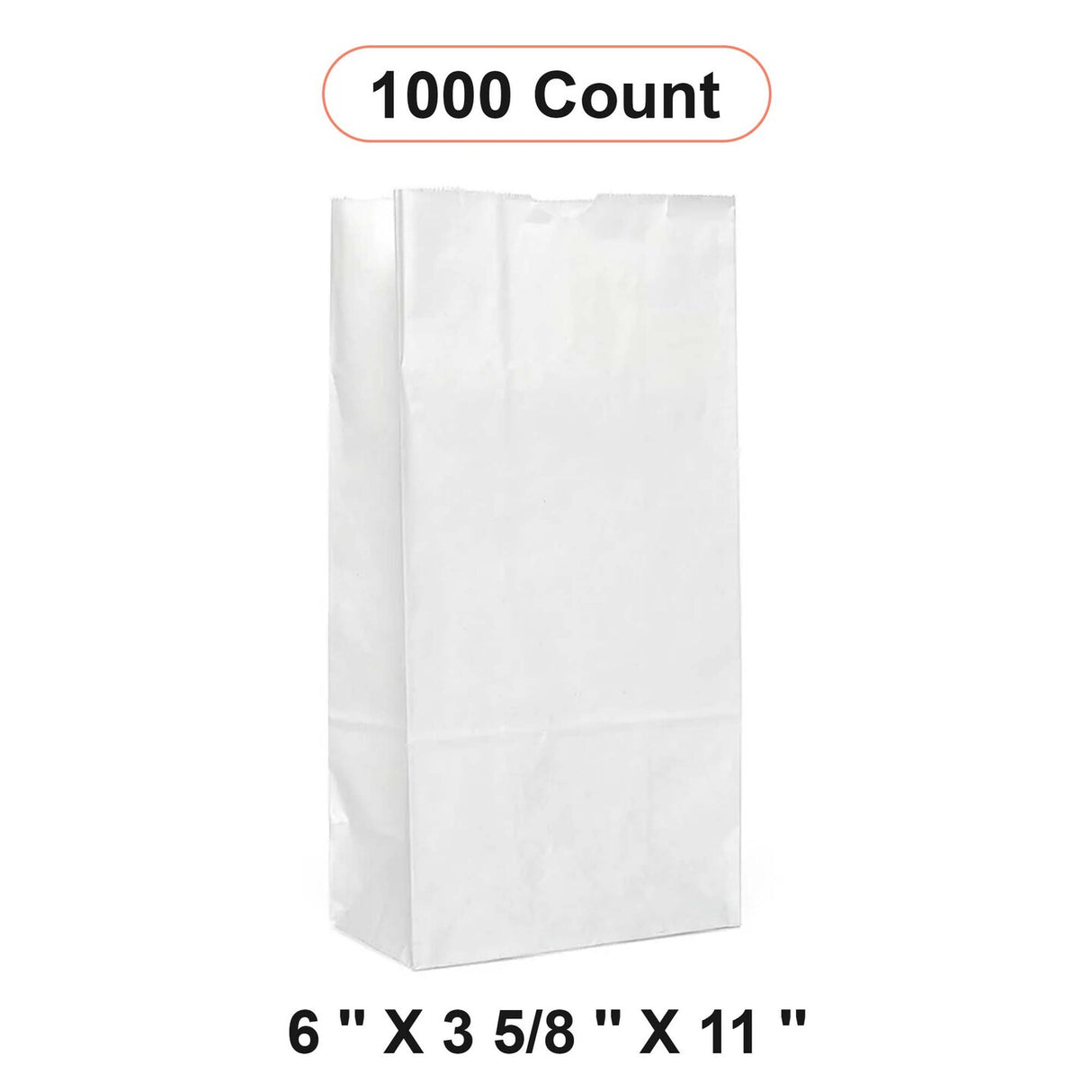 White Retail Bags 6'' x 3 5/8'' x 11''