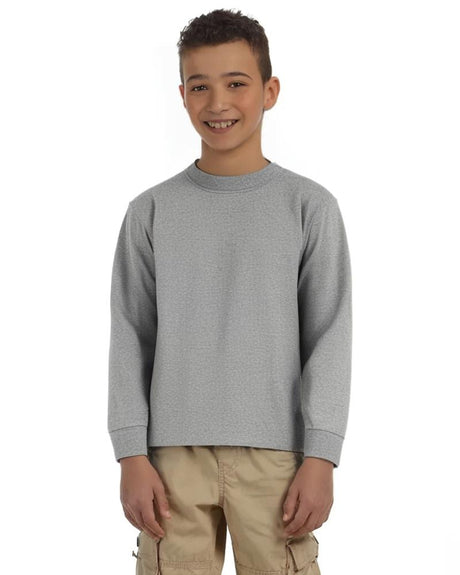 JERZEES® Dri-Power Youth Poly Cotton Long Sleeve Crewneck T-Shirt