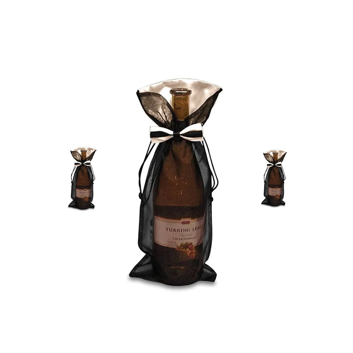 Stylish Bow Tie Organza Wine Bag 6" x 14"