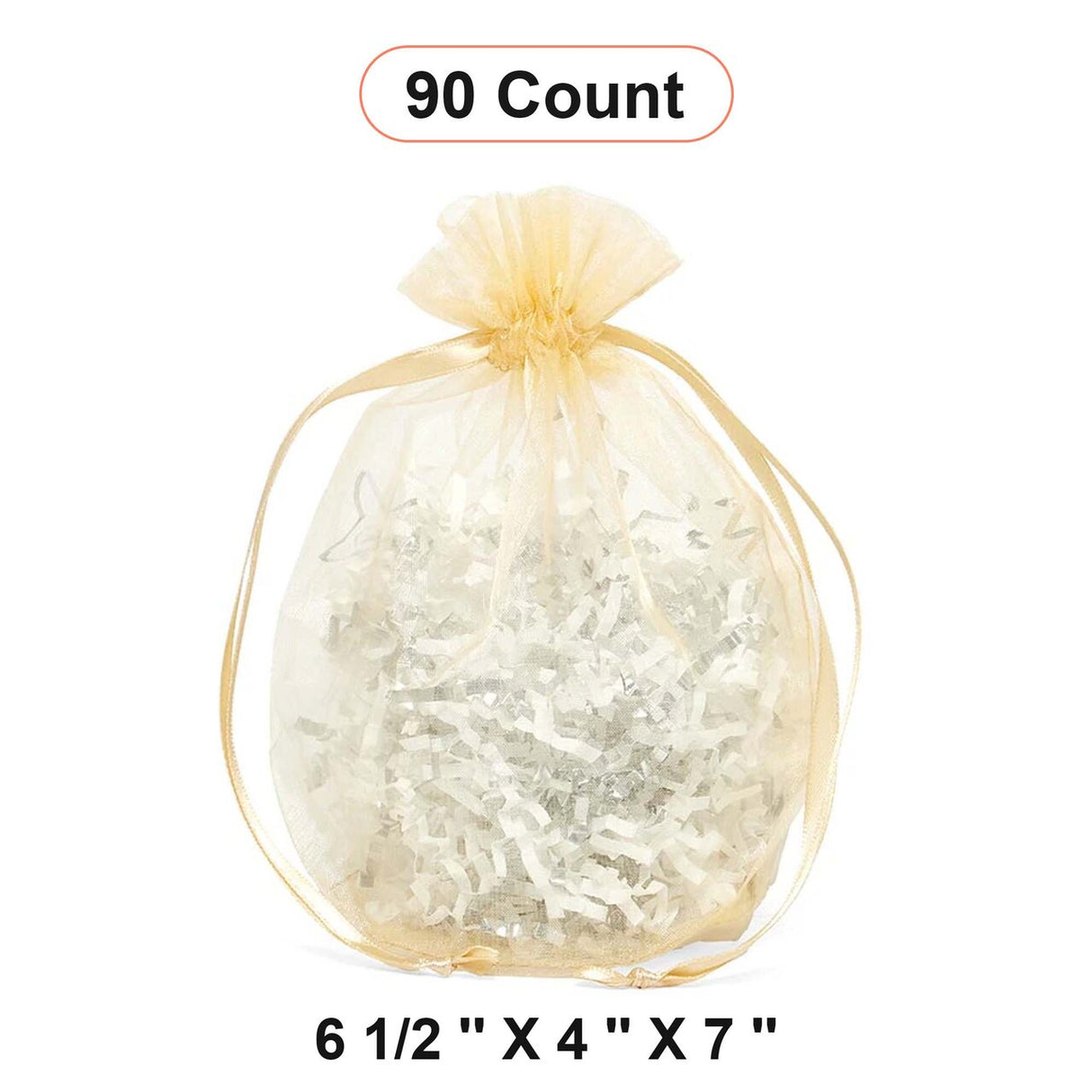 Wide Round Flat Bottom Organza Bags 6 1/2'' x 4'' x 7'' for Party Favors