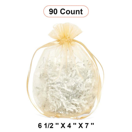 Wide Round Flat Bottom Organza Bags 6 1/2'' x 4'' x 7'' for Party Favors