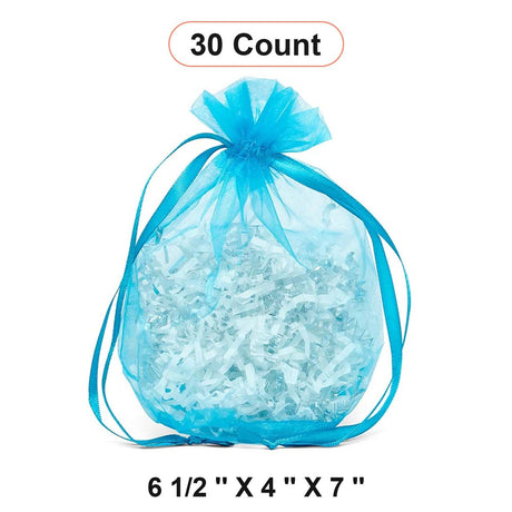 Wide Round Flat Bottom Organza Bags 6 1/2'' x 4'' x 7'' for Special Occasions