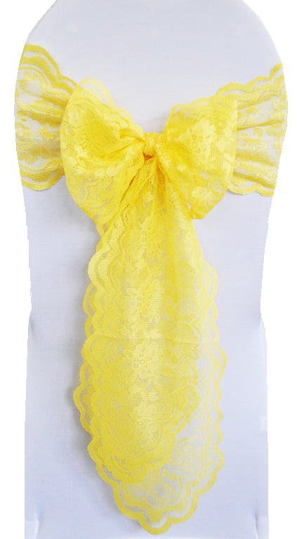 Lace Chair Sash Sample 9x108 Canary Yellow