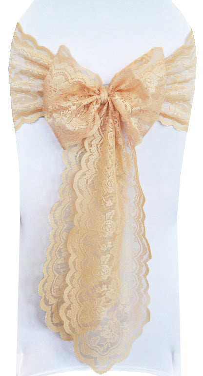 Lace Chair Sash Sample 9x108 Champagne