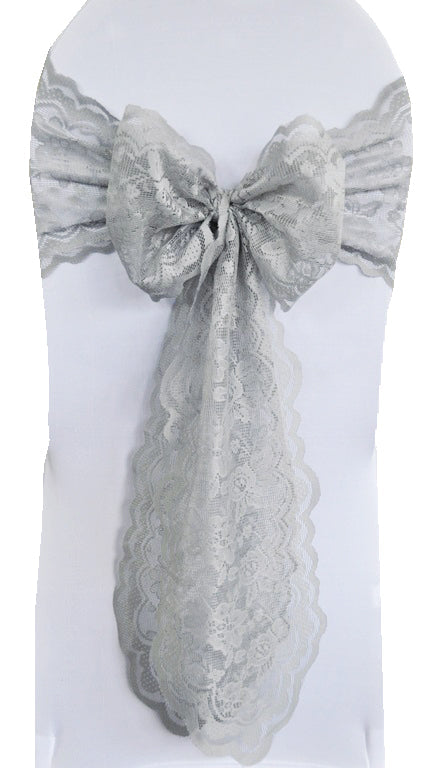 Lace Chair Sash Sample 9x108 Silver