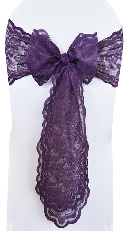 Lace Chair Sash Sample 9x108 Eggplant