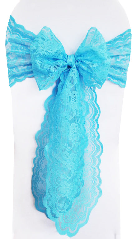 Lace Chair Sash 9x108 Turquoise
