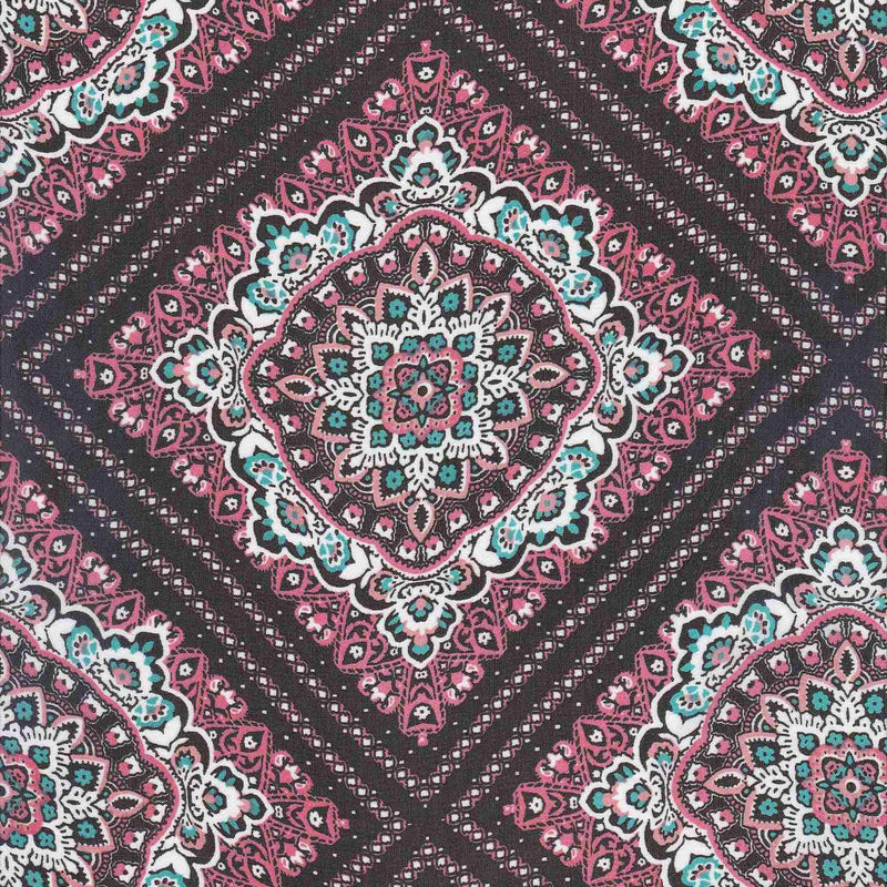 Hi Multi Chiffon Medallion Print Fabric Lightweight Polyester Sheer, 57/58" Wide