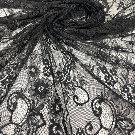 3 Yards Chantilly Embroidered Lace Fabric with Eyelash Scallop
