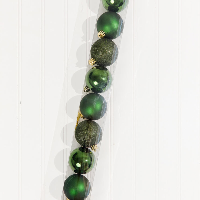 Pine Green Boxed Shatterproof Ornaments