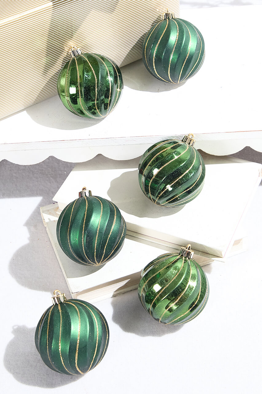3" Green Shatterproof Boxed - Set of 6