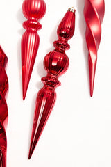 12" Red Finial Boxed - Set of 4