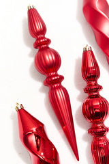 12" Red Finial Boxed - Set of 4
