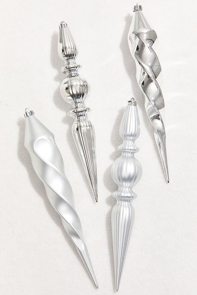 12" Silver Finial Boxed - Set of 4