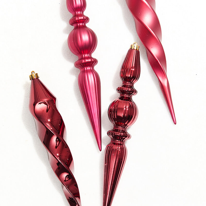 12" Burgundy Finial Boxed - Set of 4