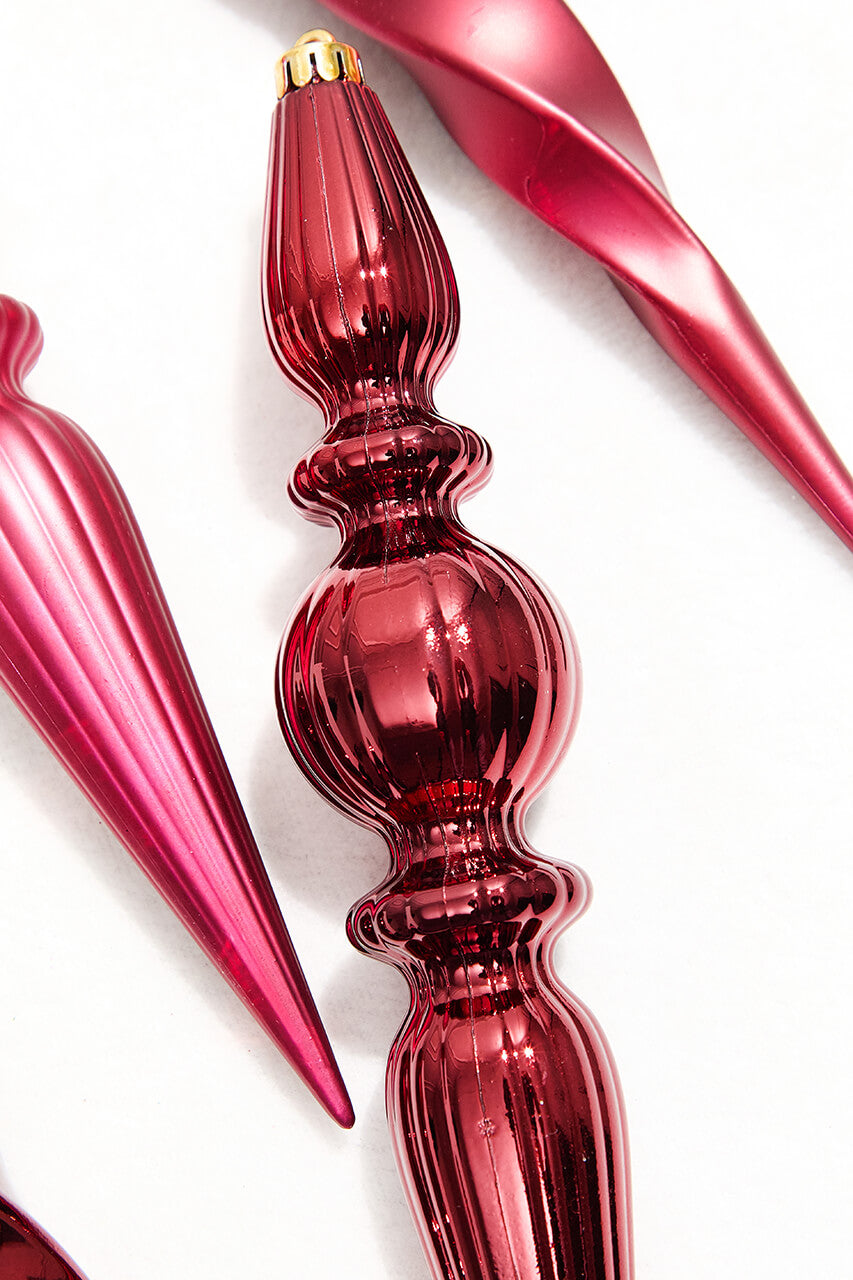 12" Burgundy Finial Boxed - Set of 4