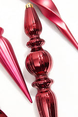 12" Burgundy Finial Boxed - Set of 4