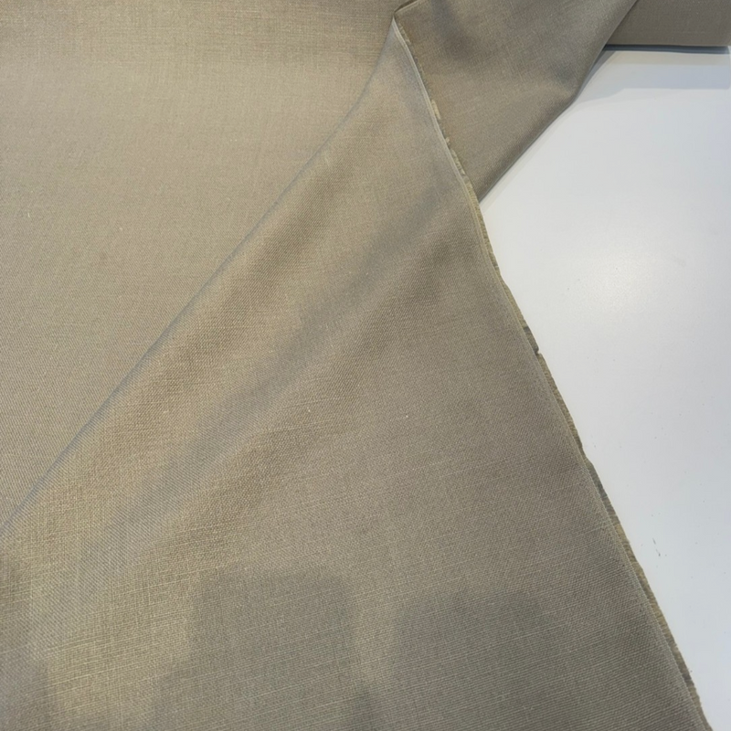 Libeco Belgian Tailored Linen Sanfor Airo Khaki Linen Fabric - Khaki, 54-56" Width (1 Yard)