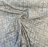 Sunbrella Merchant Mist Blue Solution-Dyed Acrylic Fabric - Distressed Geometric, Mist Blue/Ivory, 54" Width (By The Yard)