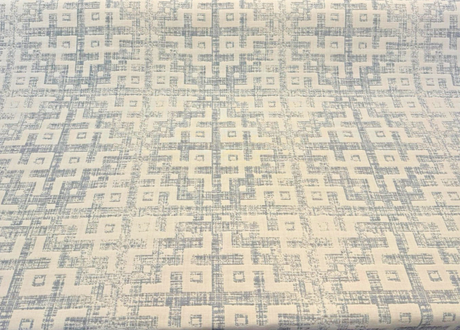 Sunbrella Merchant Mist Blue Solution-Dyed Acrylic Fabric - Distressed Geometric, Mist Blue/Ivory, 54" Width (By The Yard)