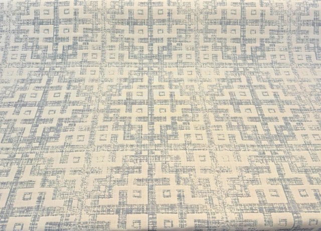 Sunbrella Merchant Mist Blue Solution-Dyed Acrylic Fabric - Distressed Geometric, Mist Blue/Ivory, 54" Width (By The Yard)