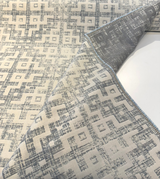Sunbrella Merchant Mist Blue Solution-Dyed Acrylic Fabric - Distressed Geometric, Mist Blue/Ivory, 54" Width (By The Yard)