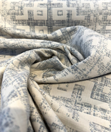 Sunbrella Merchant Mist Blue Solution-Dyed Acrylic Fabric - Distressed Geometric, Mist Blue/Ivory, 54" Width (By The Yard)