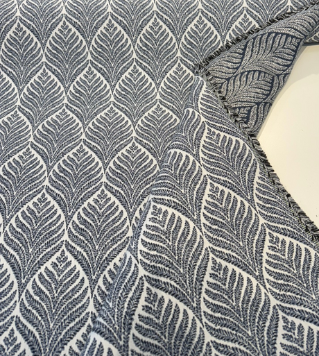 Sunbrella Linnaeus Acrylic Fabric - Indigo Blue Floral Botanical Pattern, 54" Width (1 Yard)