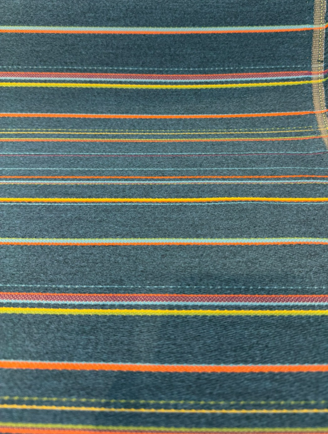 Sunbrella Prismatic Lagoon Acrylic Fabric - Lagoon Stripe, Blue/Orange/Yellow/Green, 54" Width (By The Yard)