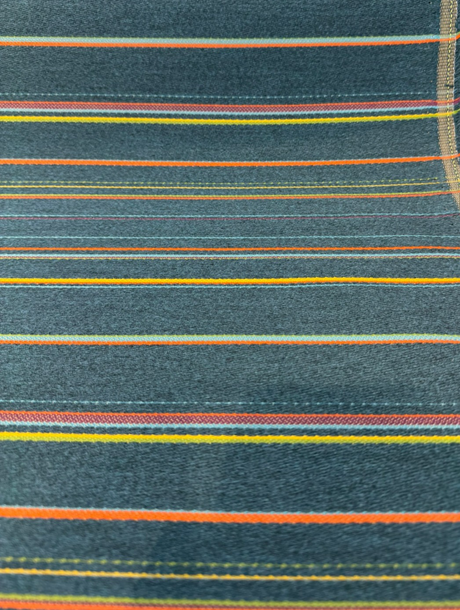 Sunbrella Prismatic Lagoon Acrylic Fabric - Lagoon Stripe, Blue/Orange/Yellow/Green, 54" Width (By The Yard)